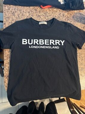 Burberry Black Tee with White Logo